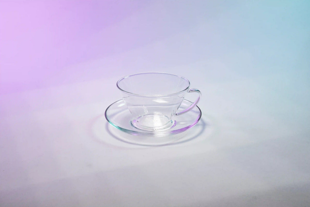 Glass Cup & Saucer Wide