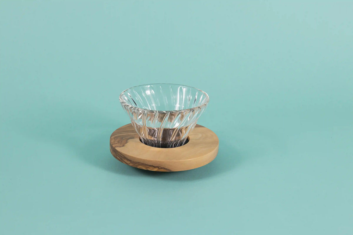 V60 Glass Coffee Dripper - Olive Wood
