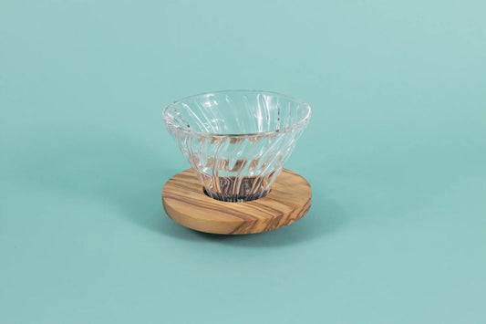 V60 Glass Coffee Dripper - Olive Wood